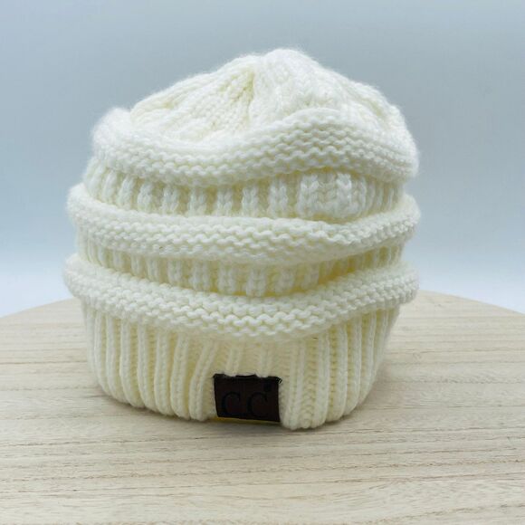 C.C. Winter Ivory Cream Hat Beanie Acryllic Knit Winter Attire - Picture 3 of 7